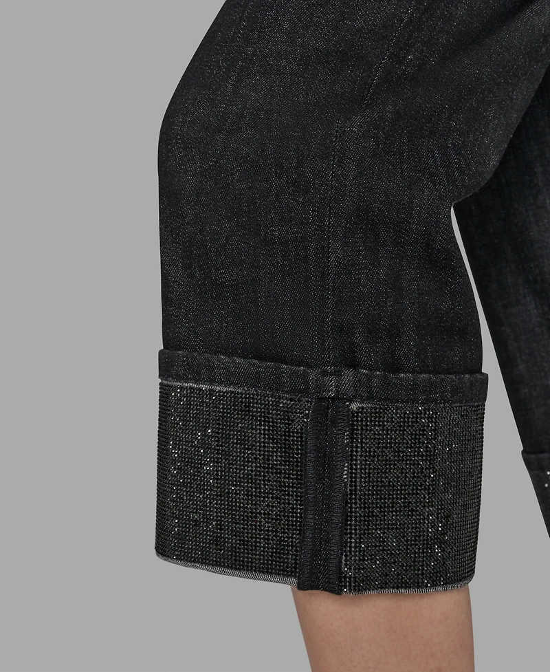 Karl Lagerfeld Paris Women's Crystal Cuff Jeans