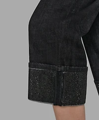 Karl Lagerfeld Paris Women's Crystal Cuff Jeans