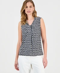Kasper Women's Printed Knot-Neck Sleeveless Top