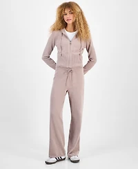 Hippie Rose Juniors' Chenille Zip-Up Sweater Hoodie