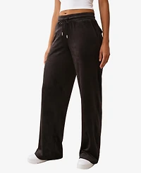 True Religion Women's Crystal Velour Straight Leg Pants