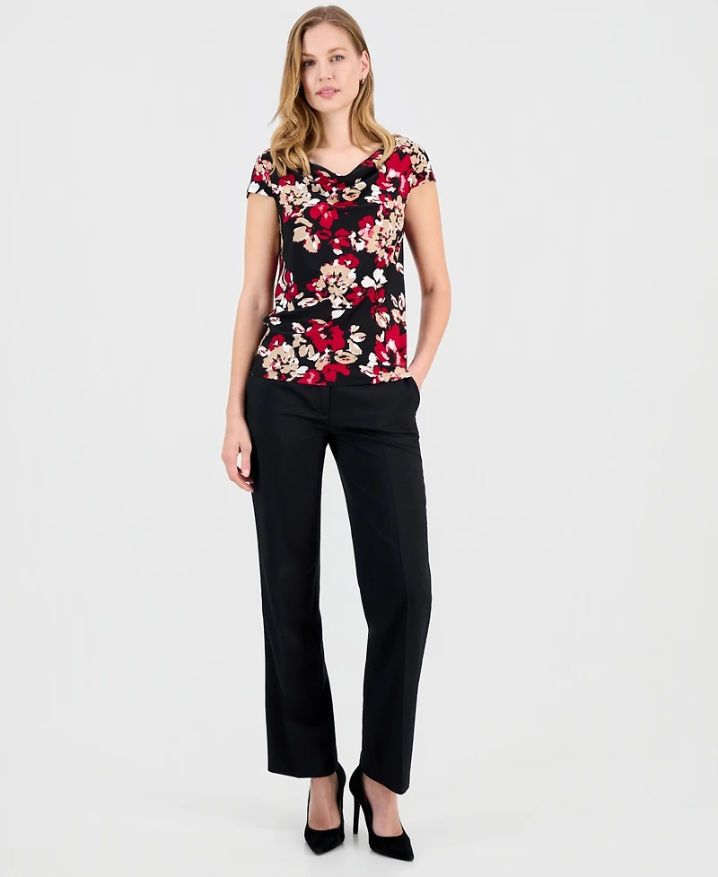 Kasper Women's Printed Cowlneck Blouse