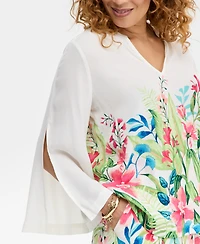 Jm Collection Women's Floral V-Neck Top, Macy's Exclusive