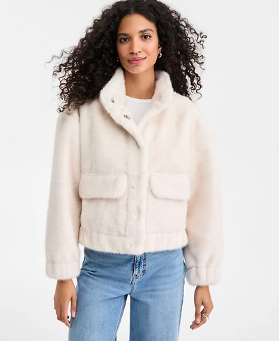 On 34th Women's Woven Solid Faux-Fur Bomber Jacket, Macy's Exclusive