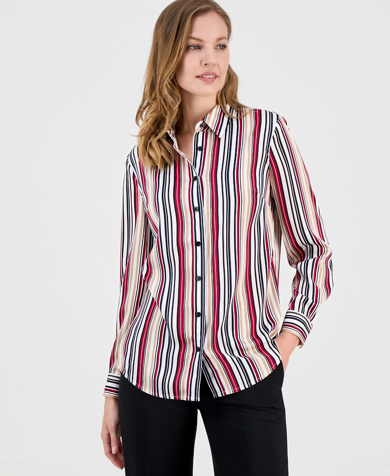 Kasper Petite Striped Button-Down Shirt