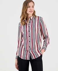 Kasper Petite Striped Button-Down Shirt