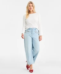 On 34th Women's High-Rise Embellished Barrel-Leg Jeans, Macy's Exclusive