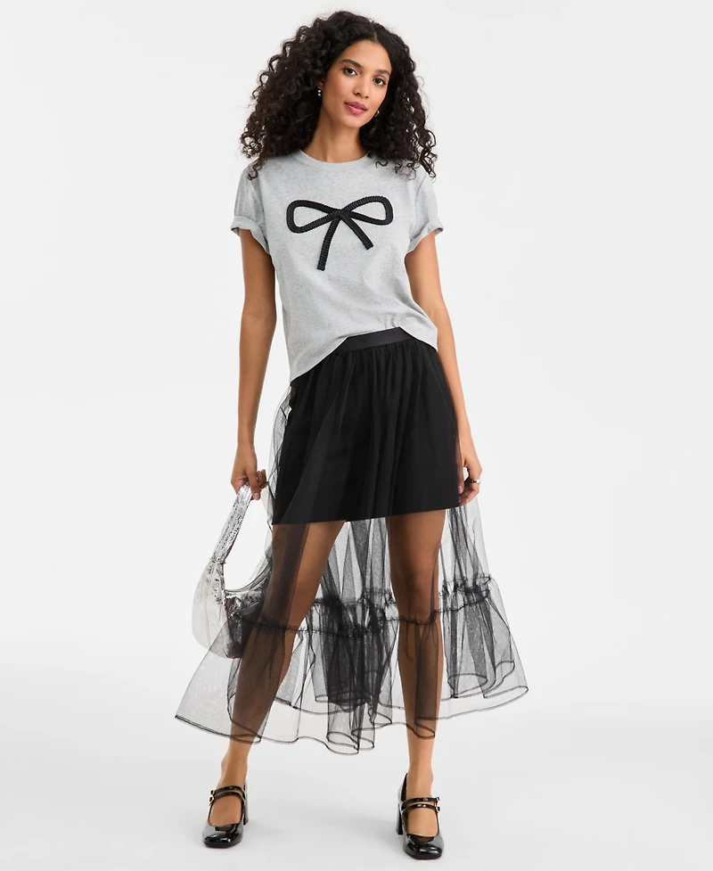 On 34th Women's Knit Heather Bow T-Shirt, Macy's Exclusive