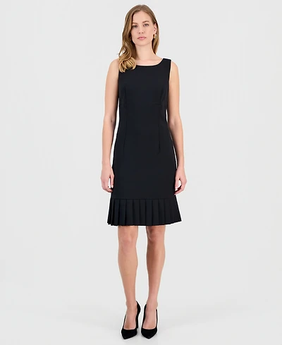 Kasper Women's Stretch-Crepe Pleat-Hem Sheath Dress, Regular & Petite