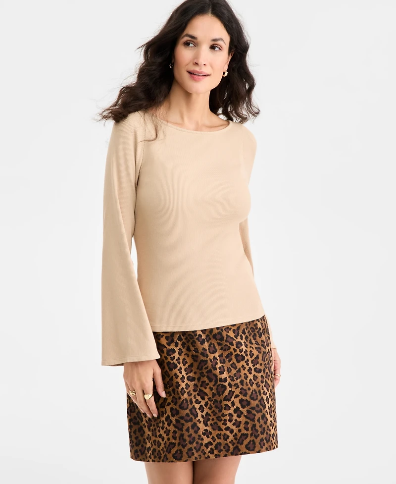 On 34th Women's Knit Boat-Neck Bell-Sleeve Top, Macy's Exclusive