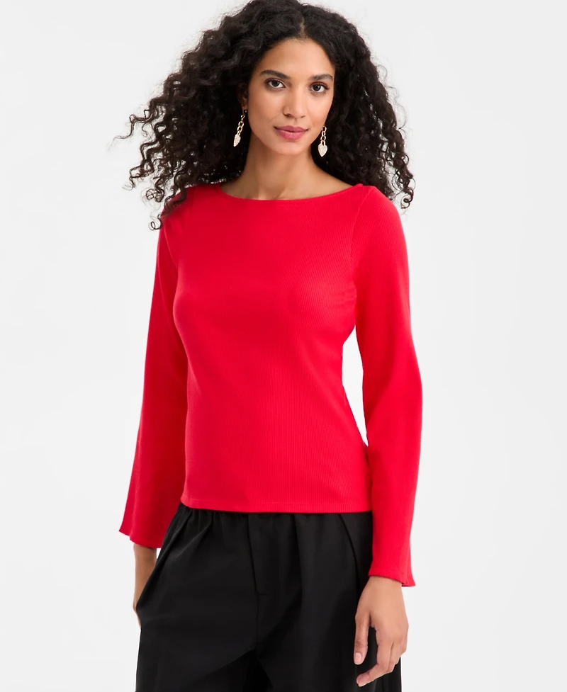 On 34th Women's Knit Boat-Neck Bell-Sleeve Top, Macy's Exclusive