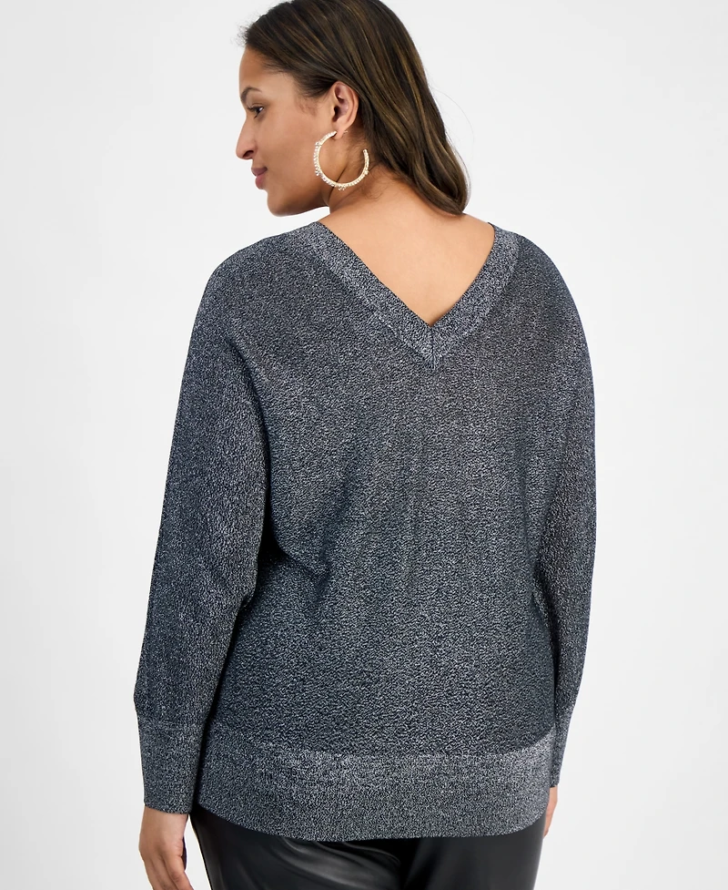 I.n.c. International Concepts Plus V-Neck Dolman-Sleeve Sweater, Macy's Exclusive