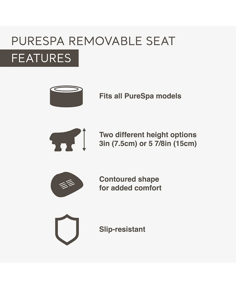 Intex PureSpa Slip Resisting Inflatable Removable Hot Tub Seat Spa Accessory