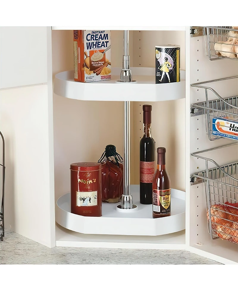 Rev-a-Shelf 20" Lazy Susan D-Shaped Cabinet Polymer Two-Tier, White, 7012-20-11-52