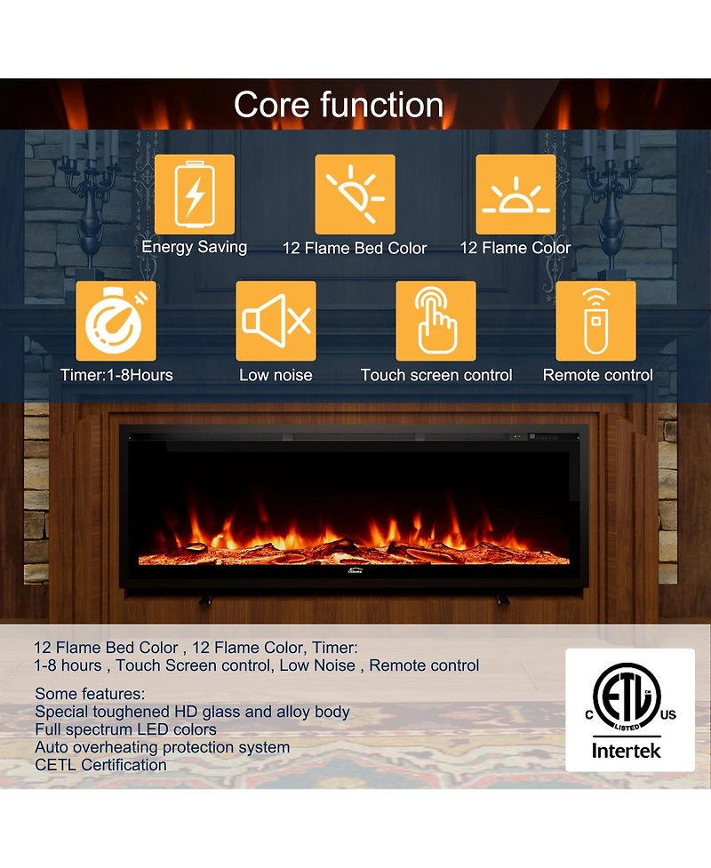Wall-mounted Freestanding Electric Fireplace