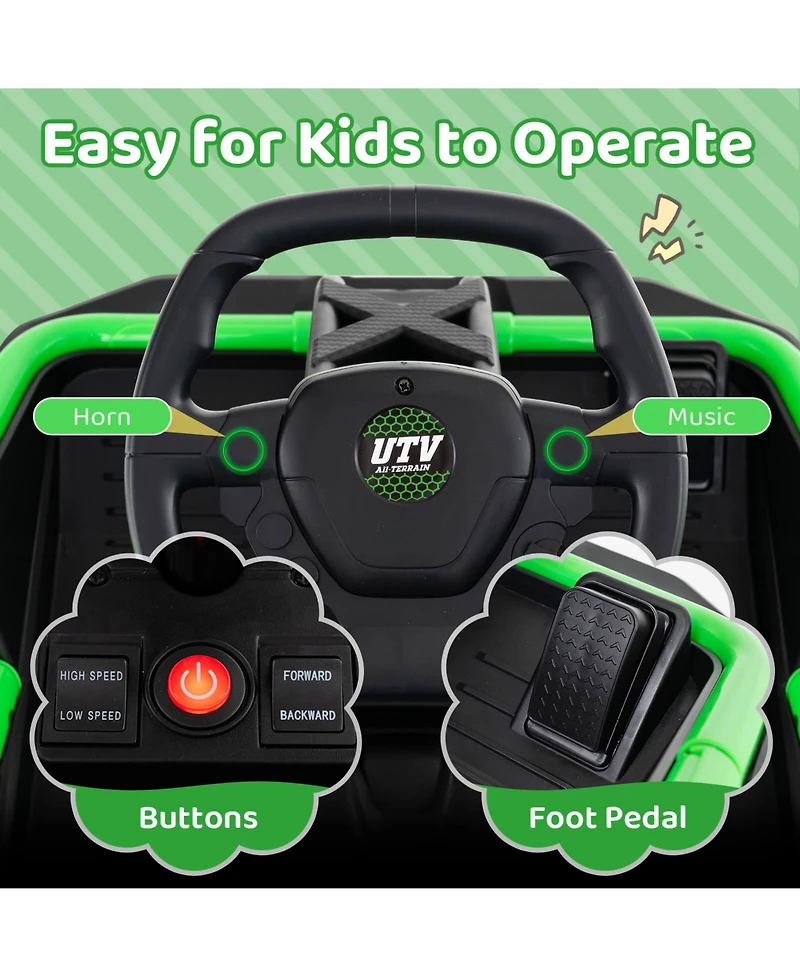 Ride on Car for Big Kids 12V Battery Powered Electric Utv with Remote Control