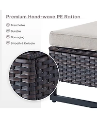 Gymojoy U-Frame Pe Wicker Outdoor Ottoman with Olefin Cushions (Set Of 2
