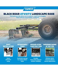 Camco Black Boar Atv/Utv Implement Custom Outside Vehicle Landscape Rake Tool