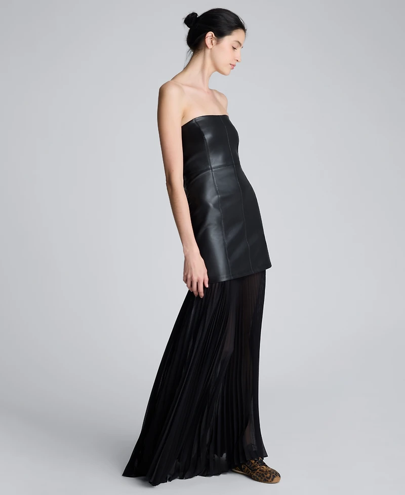 Kenneth Cole Women's Pleated Combo Corset Maxi Dress