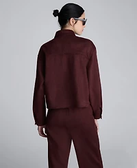 Kenneth Cole Women's Long Sleeves Collared Crop Shirt