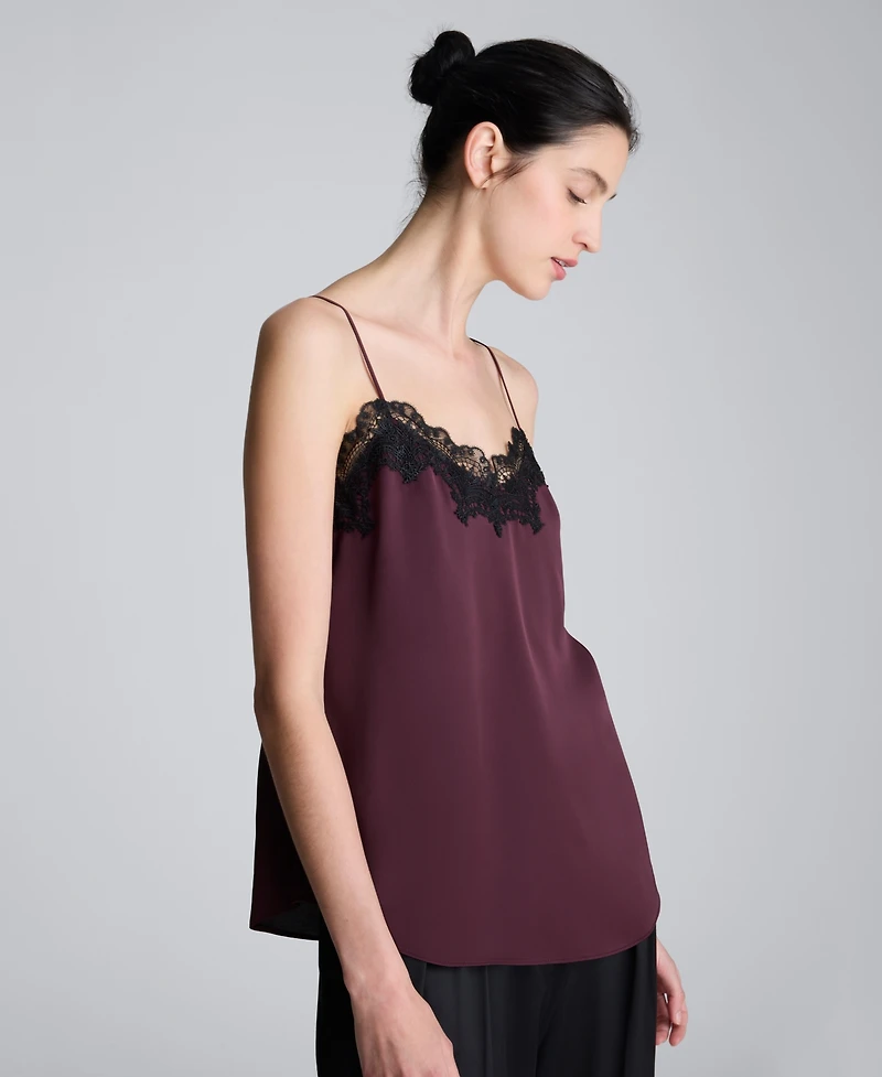 Kenneth Cole Women's Sleeveless Lace Trim Cami Top