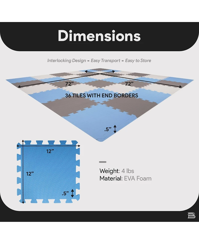 BalanceFrom Fitness 36 Tile Thick Interlocking Puzzle Foam Exercise Play Mat