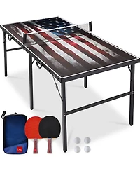 Best Choice Products 6x3ft Portable Ping Pong Table Game Set, Folding Table Tennis w/ 2 Paddles