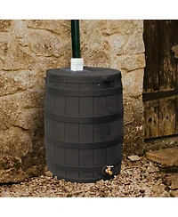 Good Ideas Rain Wizard 50 Gallon Plastic Rain Barrel Water Collector, Black