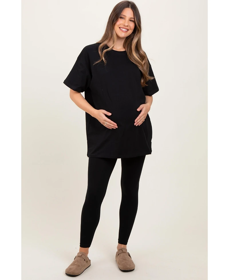 Pinkblush Maternity Light Olive Oversized Crewneck Short Sleeve and Legging Set