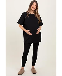 Pinkblush Maternity Light Olive Oversized Crewneck Short Sleeve and Legging Set