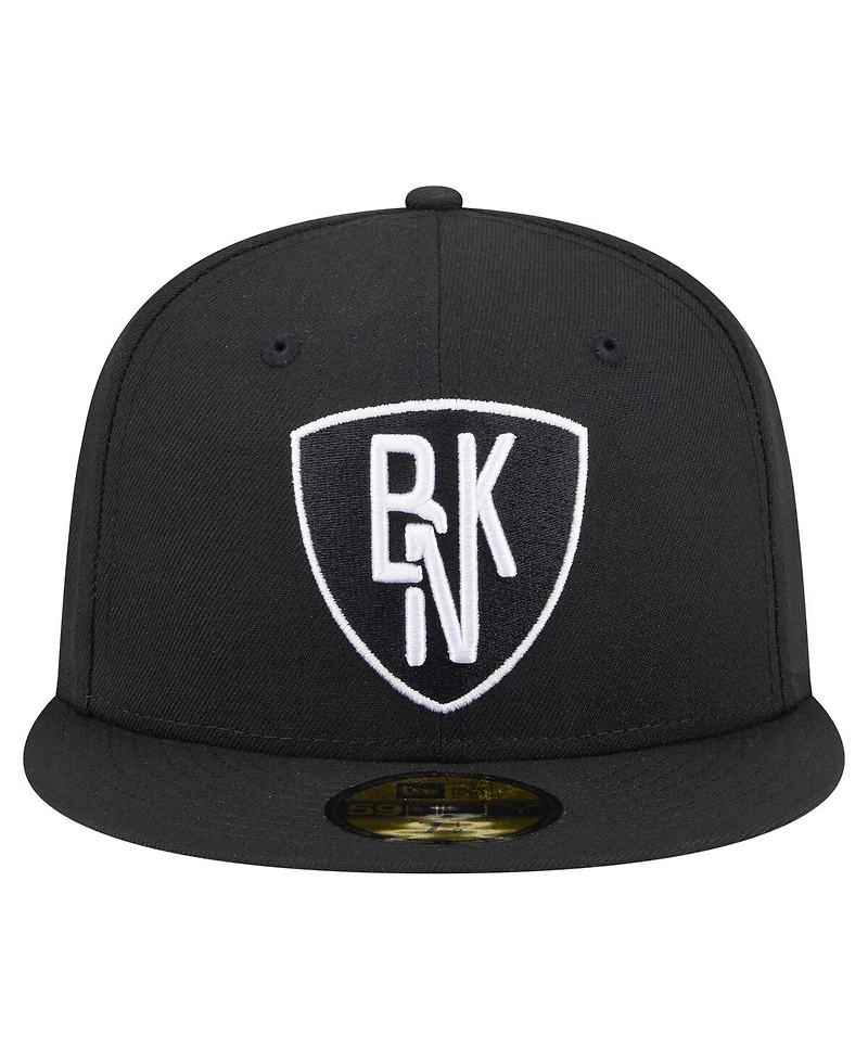 New Era Men's Black Brooklyn Nets Deceptor 59FIFTY Fitted Hat