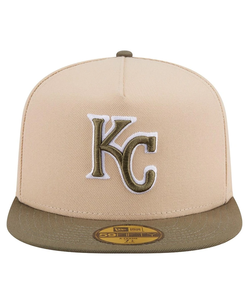 New Era Men's Light Beige/Olive Kansas City Royals Two-Tone Color Pack A-Frame 59FIFTY Fitted Hat