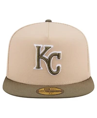 New Era Men's Light Beige/Olive Kansas City Royals Two-Tone Color Pack A-Frame 59FIFTY Fitted Hat