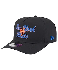 New Era Men's Black New York Mets Chainstitch 9FIFTY A-Frame Snapback Hat