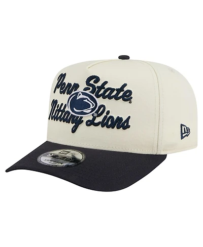 New Era Men's Cream/Navy Penn State Nittany Lions Vintage Chainstitch 9FIFTY A-Frame Snapback Hat