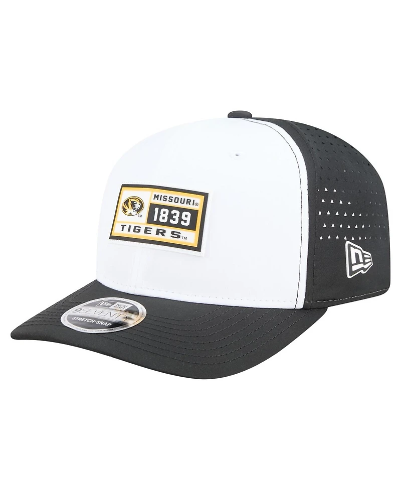 New Era Men's White/Black Missouri Tigers Perforated Patched 9SEVENTY Adjustable Hat