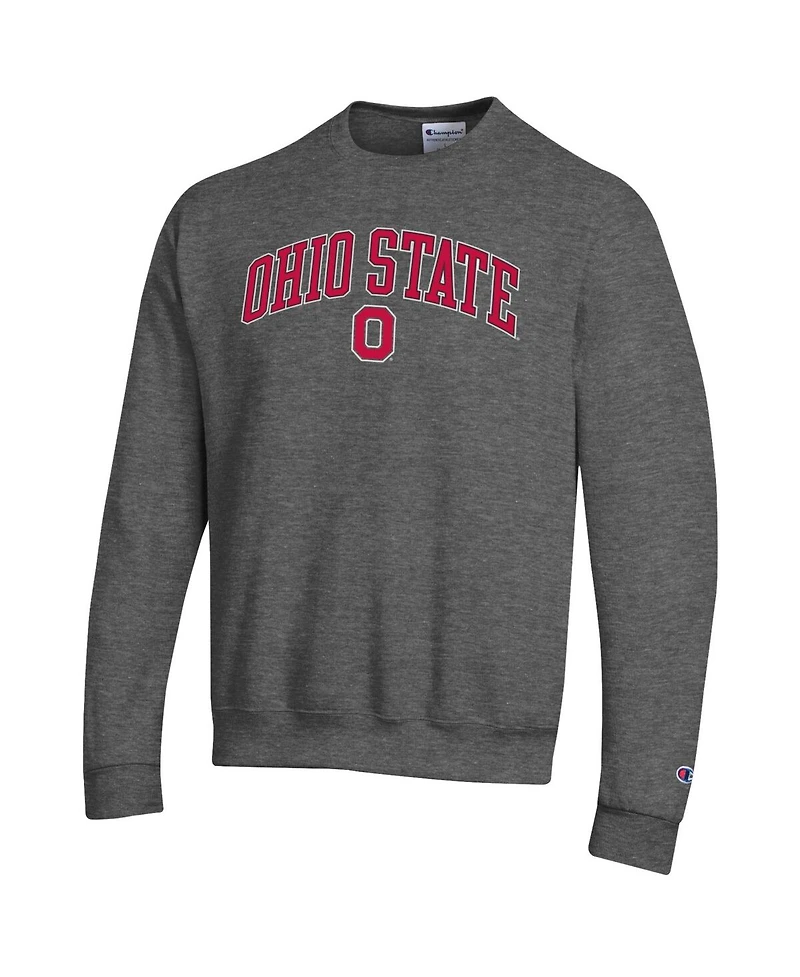 Champion Men's Heather Charcoal Ohio State Buckeyes Arch Over Logo Pullover Sweatshirt