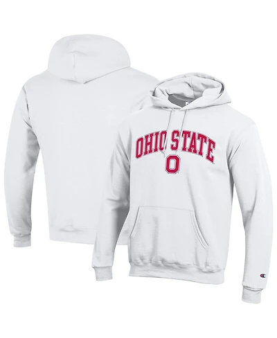 Champion Men's White Ohio State Buckeyes Arched Logo Fleece Pullover Hoodie