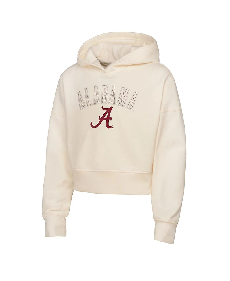 Outerstuff Big Girls Cream Alabama Crimson Tide Oversized Blitz Cropped Pullover Hoodie