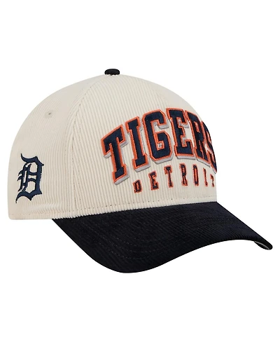 New Era Men's Cream/Navy Detroit Tigers Sided Corduroy 9FORTY A-Frame Adjustable Hat