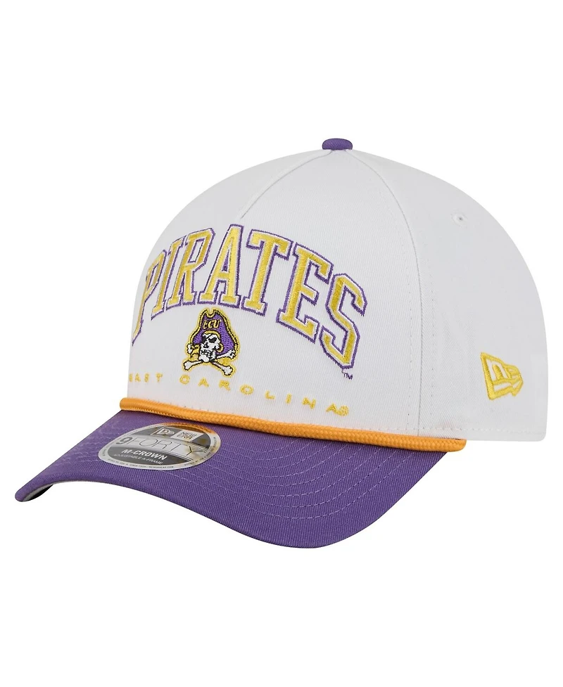 New Era Men's White/Purple Ecu Pirates Arch Two-Tone Rope 9FORTY A-Frame M-Crown Adjustable Hat
