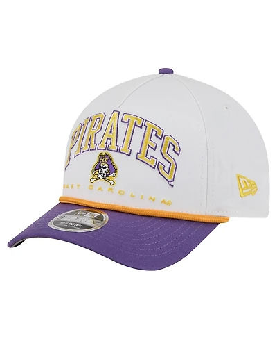 New Era Men's White/Purple Ecu Pirates Arch Two-Tone Rope 9FORTY A-Frame M-Crown Adjustable Hat