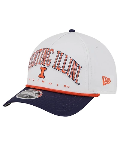 New Era Men's White/Navy Illinois Fighting Illini Arch Two-Tone Rope 9FORTY A-Frame M-Crown Adjustable Hat