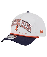 New Era Men's White/Navy Illinois Fighting Illini Arch Two-Tone Rope 9FORTY A-Frame M-Crown Adjustable Hat