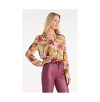 The Noli Shop Womens Ana Button Up Shirt - Floral Print