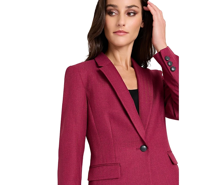 Tahari Asl Women's Herringbone Peak Lapel Blazer