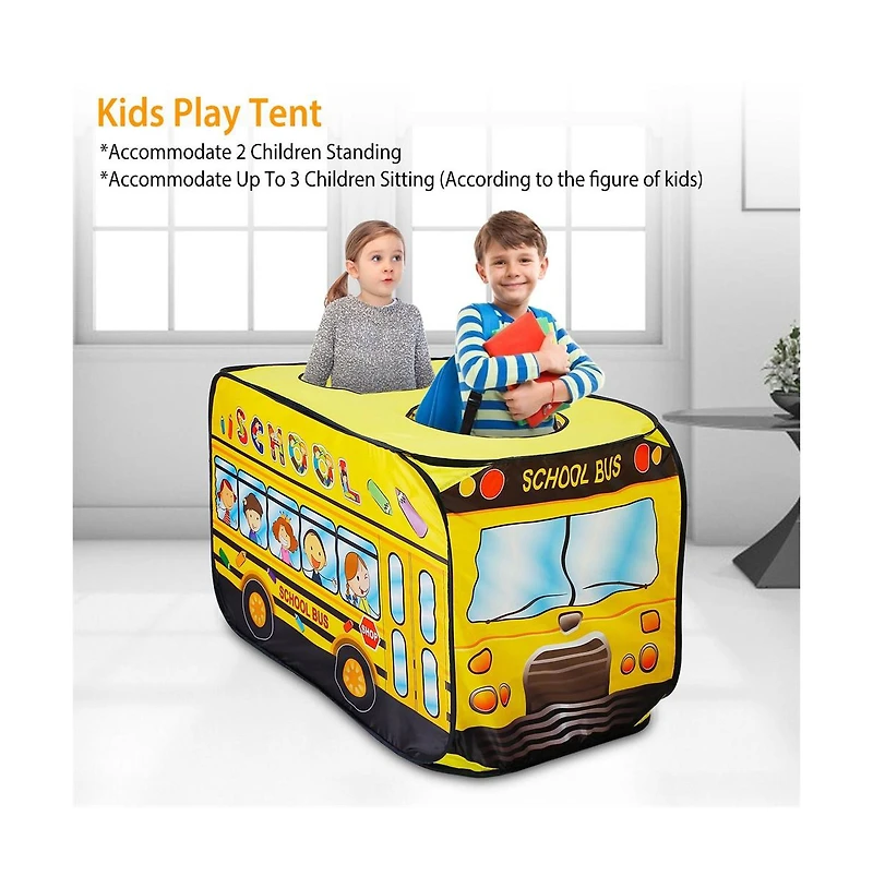 Lycvki Kids Play Tent Foldable Pop Up School Bus Tent Portable Children Baby Play House
