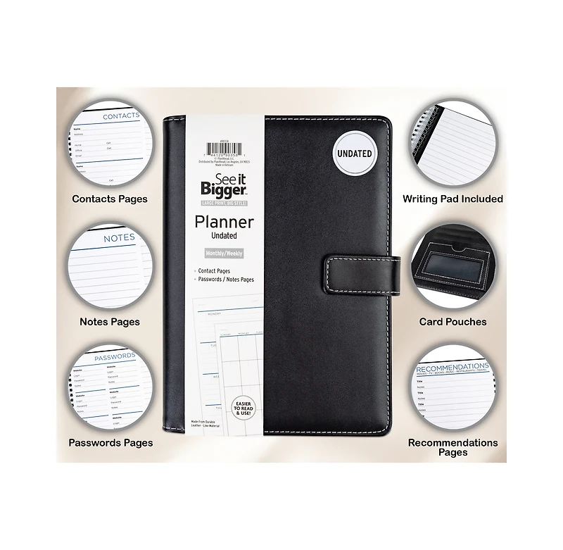 See It Bigger Upgraded Monthly Weekly 15 Month Padfolio Planner
