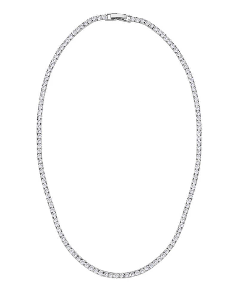 Adornia Silver Crystal 3mm Tennis Chain Necklace