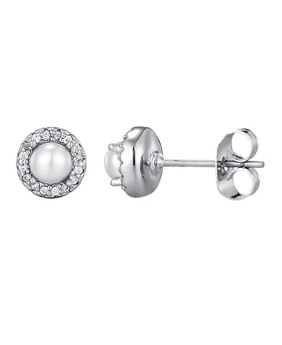 Adornia Silver Freshwater Pearl Cz Halo Stud Earrings